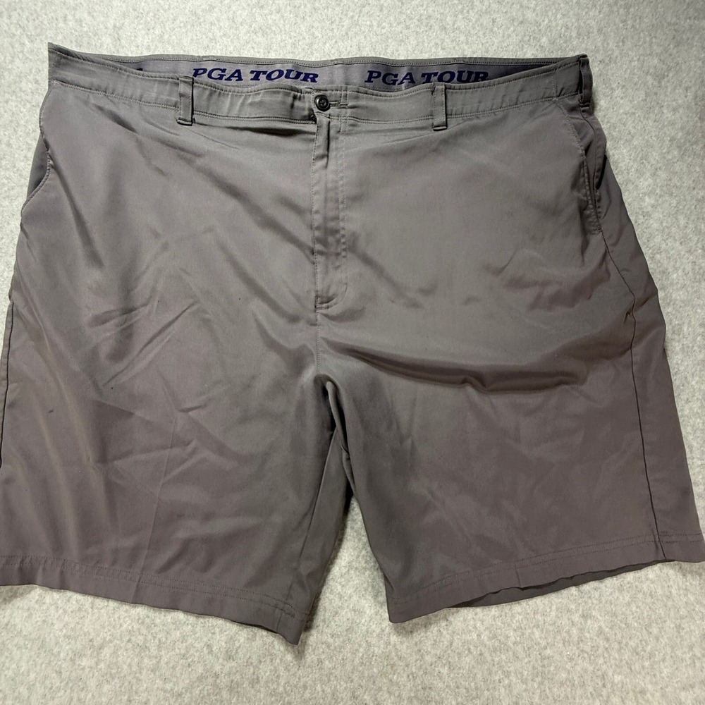 PGA Tour Golf Shorts Flat Front Moisture Wicking‎ Gray Mens Size 48